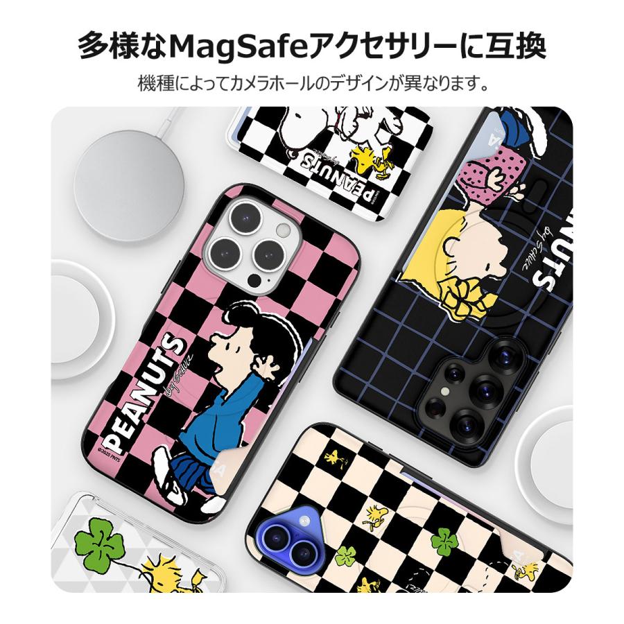 【並行輸入品】 Snoopy Friends Run Pattern Two Card MagSafe Bumper ケース iPhone Air 17 Pro Max 16 Plus 15 | SNOOPY | 13