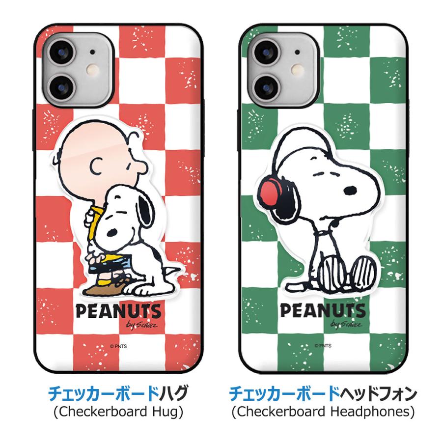 Snoopy Checkerboard Card Door Bumper ケース Acryl Smart Tok セット iPhone 15 Plus Pro Max 14 SE3 13 mini 12 SE2 11 XS XR X 8 7｜orionsys｜14