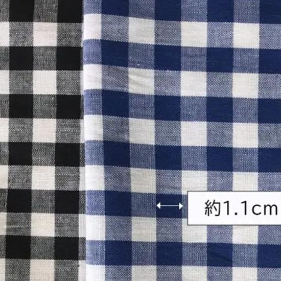 ギンガムチェック 小千谷縮 162/68 ギンガムチェック 柄幅約10mm 生地 （黒/青/赤）綿100/厚み普通/春夏