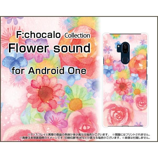 Android One X5 Y!mobile ハードケース/TPUソフトケース 液晶保護フィルム付 Flower sound F:chocalo デザイン 花柄 ピンク イラスト バラ 音符｜orisma