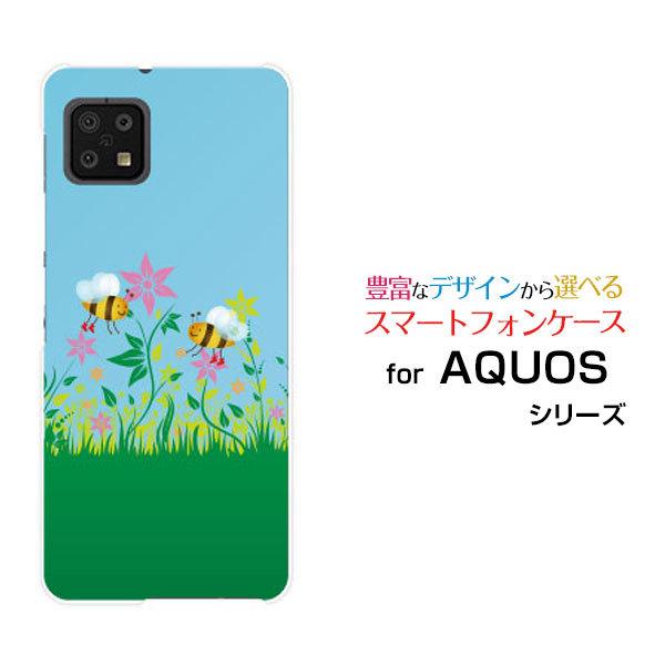 スマホケース AQUOS sense6s SHG07 アクオス ハードケース/TPUソフトケース 花とミツバチ 春 みつばち ミツバチ 花柄 イラスト カラフル かわいい｜orisma