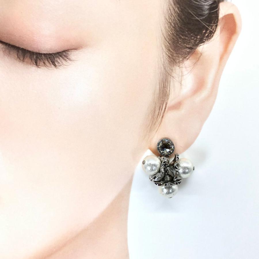 貼るだけピアスPiPPi(r) プレートPiPPi 重なりコットンパール/シルバー