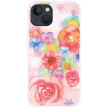 スマホケース iPhone 13 mini アイフォン サーティーン ミニ ハードケース/TPUソフトケース Flower sound F:chocalo デザイン 花柄 ピンク イラスト バラ 音符｜orisma｜02