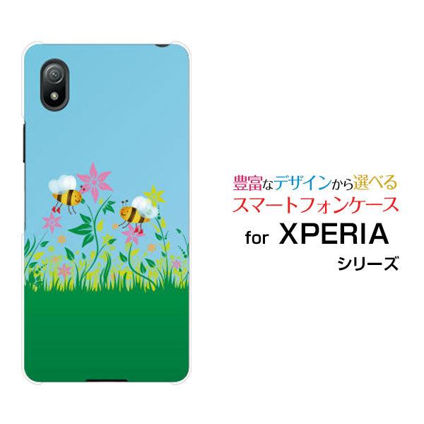 スマホケース XPERIA Ace III SO-53C SOG08 ハードケース/TPUソフトケース 花とミツバチ 春 みつばち ミツバチ 花柄 イラスト カラフル かわいい｜orisma