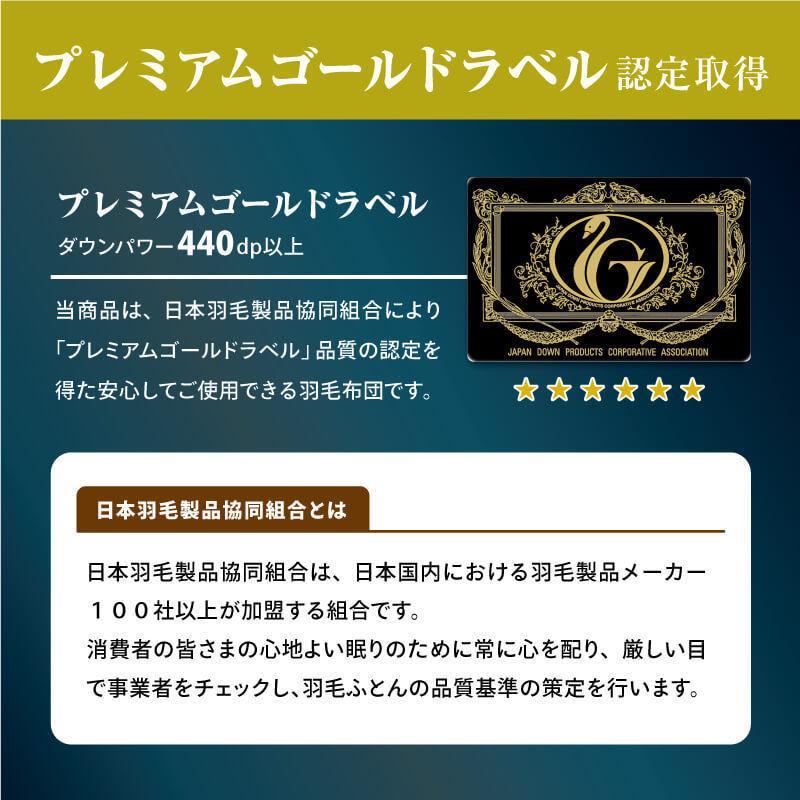 国産羽毛合い掛け布団「皐月」プレミアムゴールドラベル・ダブル 