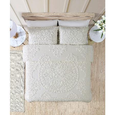 (King, Ivory) Beatrice Home Fashions Medallion Chenille Bedspread（並行輸入品）
