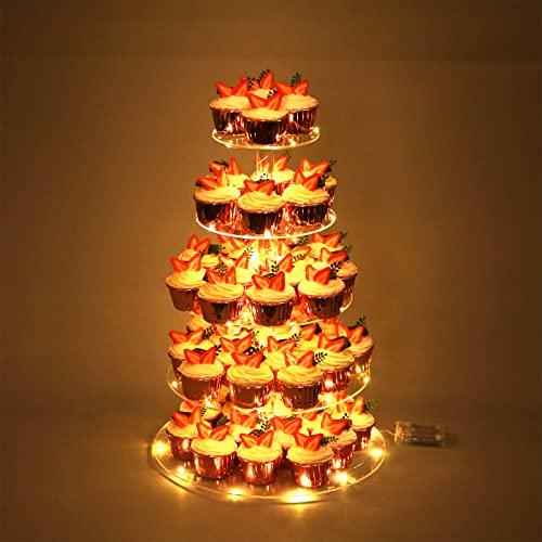 Yumhouse 5Tier Round Acrylic Cupcake Stand,Cupcake Tower ＆ Cupcake
