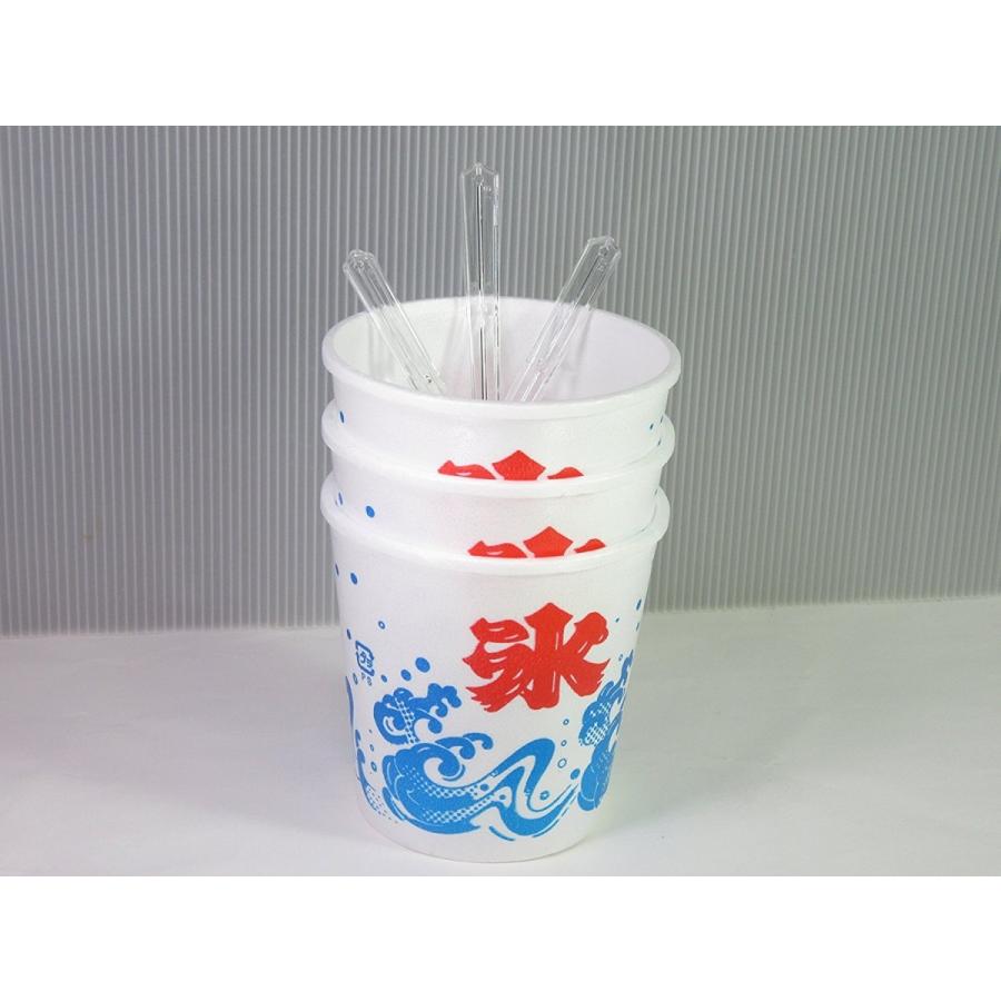 発泡かき氷用カップ波氷柄と13cm丸スプーン [100本セット] oriki : 折 