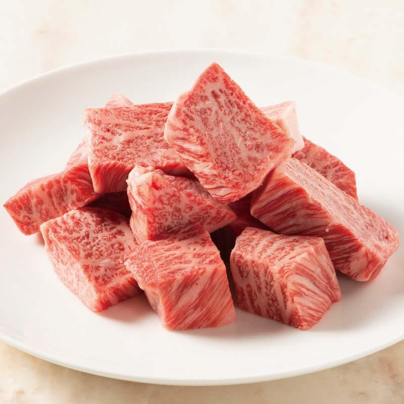 ステーキ 和牛 肉 鹿児島黒牛 黒毛和牛 A4 A5等級・紅白サイコロステーキ 500g 赤身、霜降り各250g モモ・ウデ ギフト｜orochoku｜04