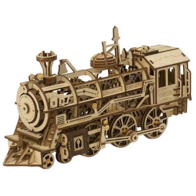 プラザクリエイト 機関車 動く3Dウッドパズル ゼンマイ式 つくるんです
