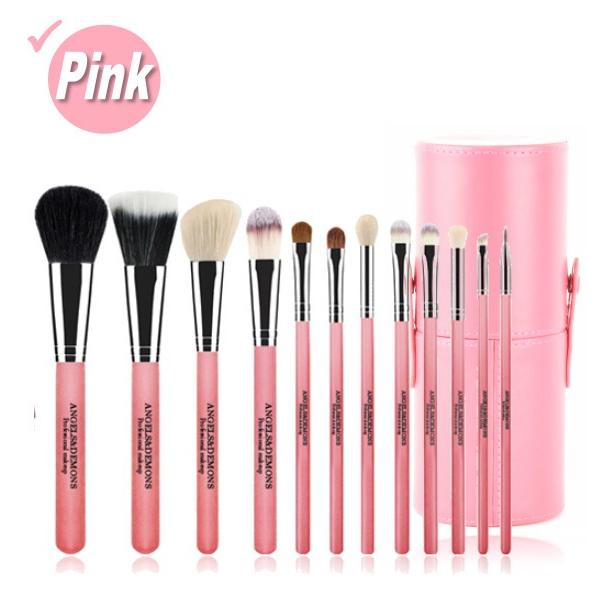 12本 筒ケース メイクブラシ セット、化粧筆セット、5色あり 化粧 道具