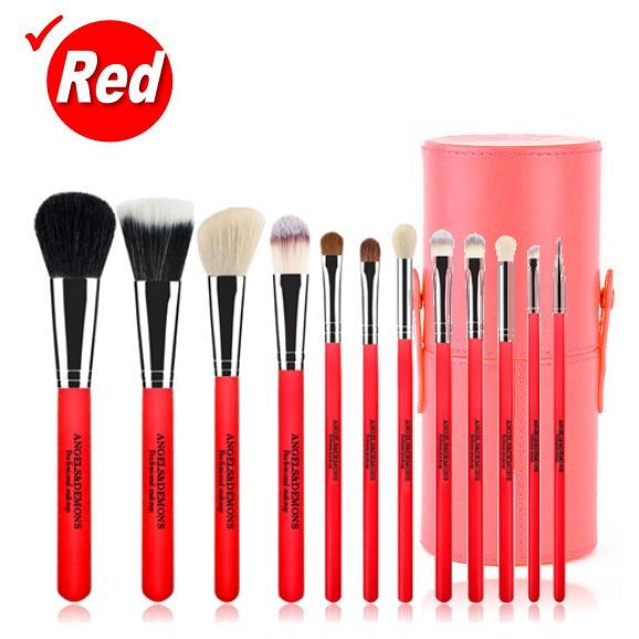 12本 筒ケース メイクブラシ セット、化粧筆セット、5色あり 化粧 道具