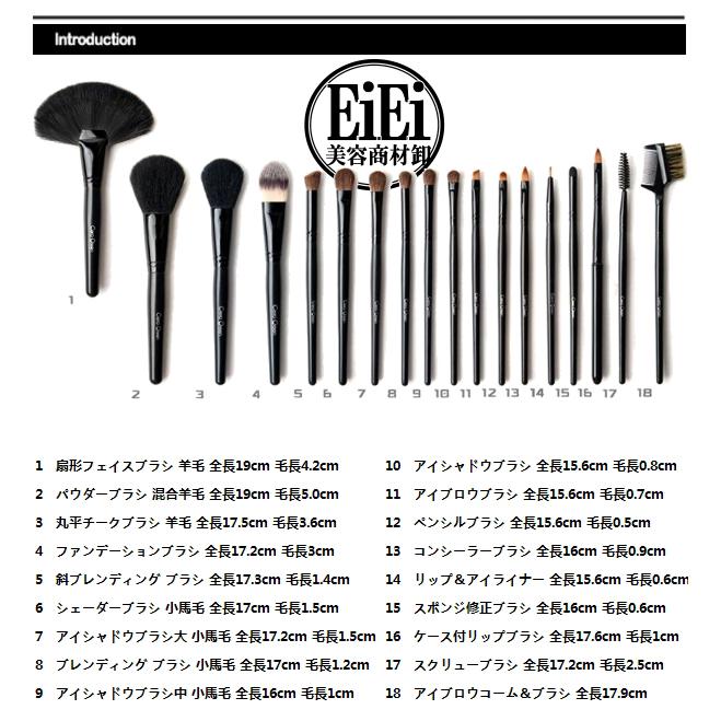 18本メイクブラシセット ブラシ収納ケース付 18本ブラシセット 18本