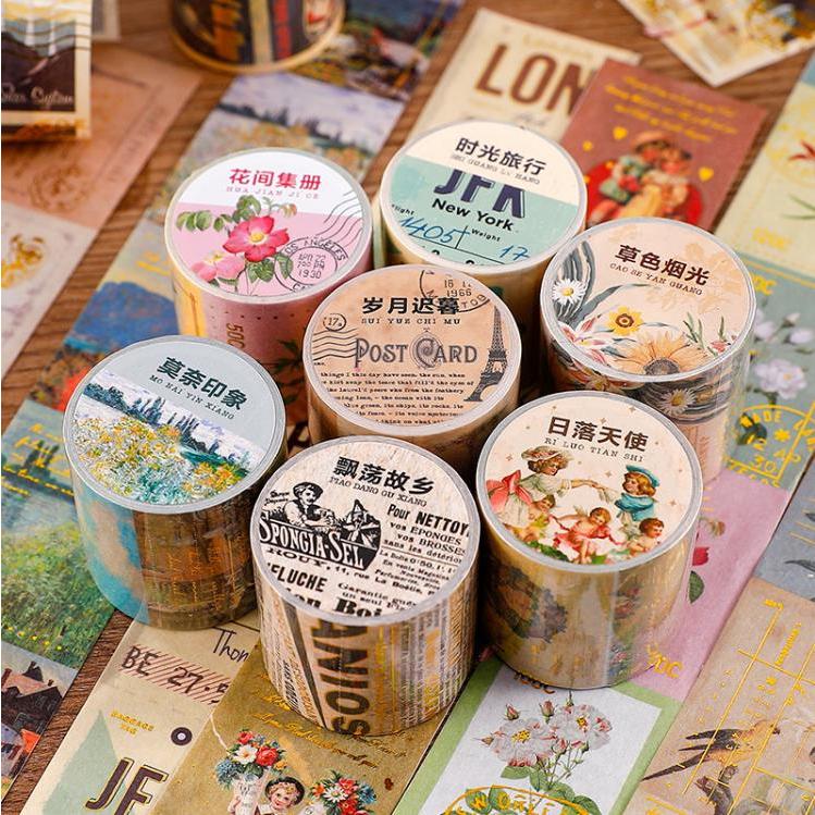 海外 金箔押し マスキングテープ 幅広4cm 剥離紙付き 箔押 英語 英字