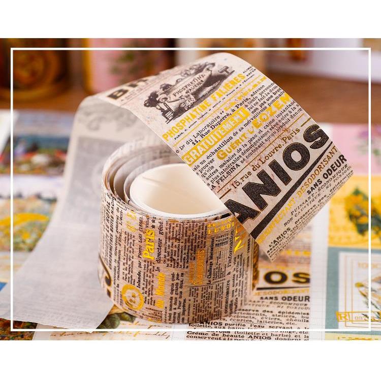 海外 金箔押し マスキングテープ 幅広4cm 剥離紙付き 箔押 英語 英字