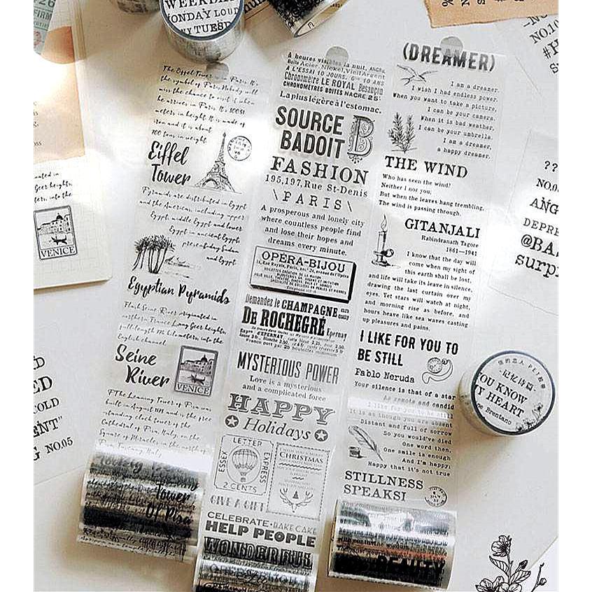 幅広50mm クリアテープ ステッカー 透明 英語 テープ 手帳