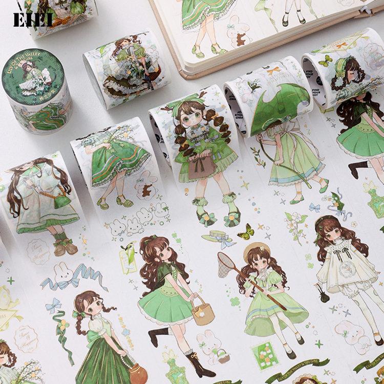 金箔押し マスキングテープ 幅広45mm 可愛い 人物 シール 女の子