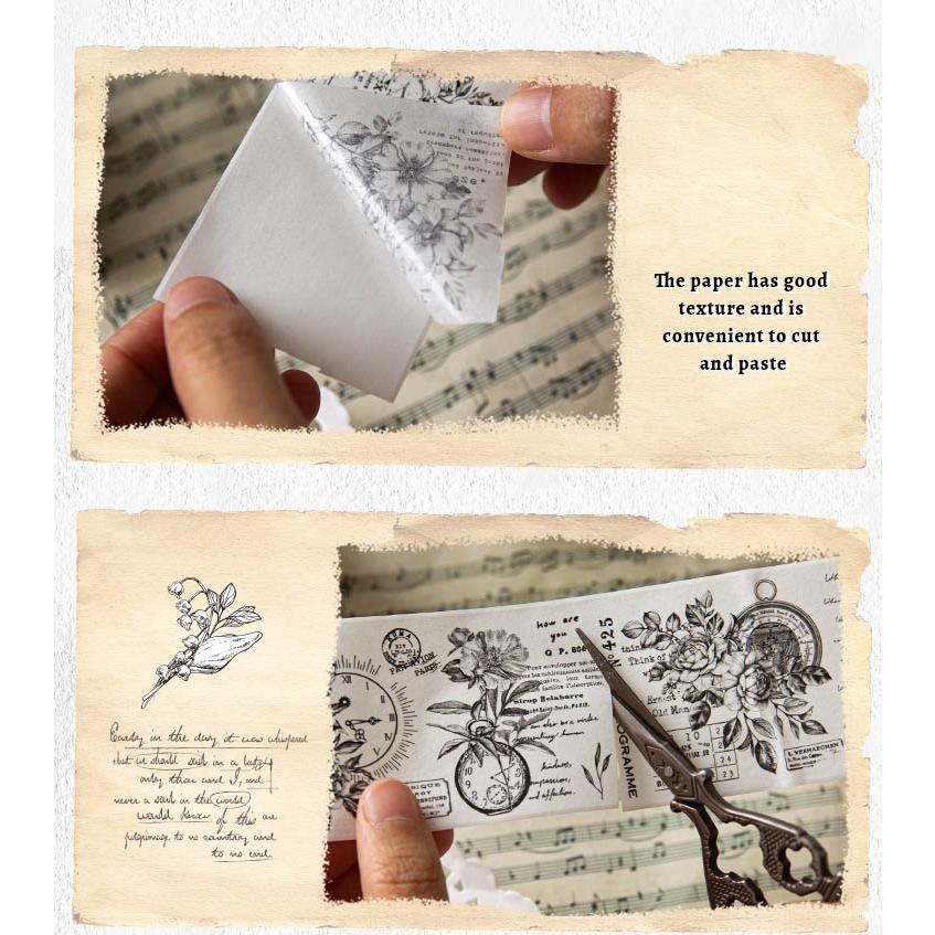 マスキングテープ ワイドタイプ 剥離紙付き 海外 コラージュ素材