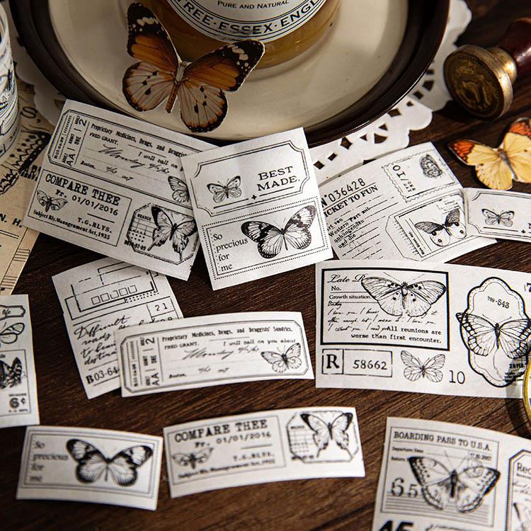 マスキングテープ ワイドタイプ 剥離紙付き 海外 コラージュ素材