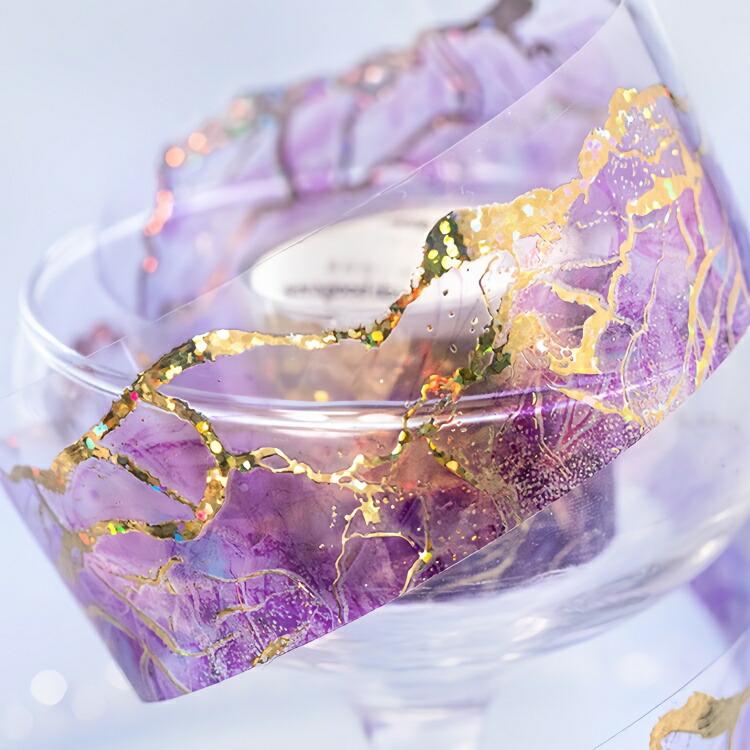 金箔押し クリアテープ 幅広35mm 透明 幻想的 海波 ぼやけ ぼかし 素材