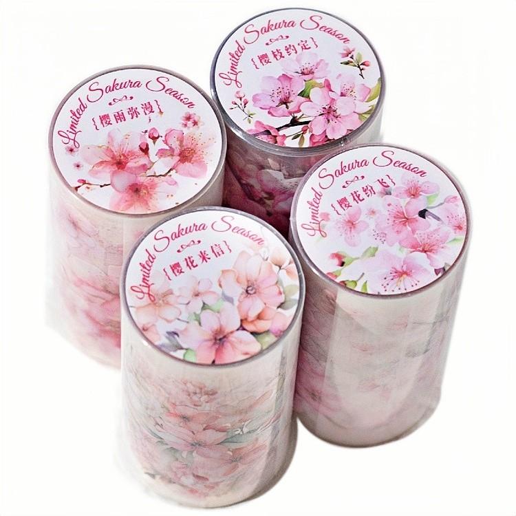 型抜き 幅広75mm ダイカット 透明 耐水 マスキングテープ 桜 さくら