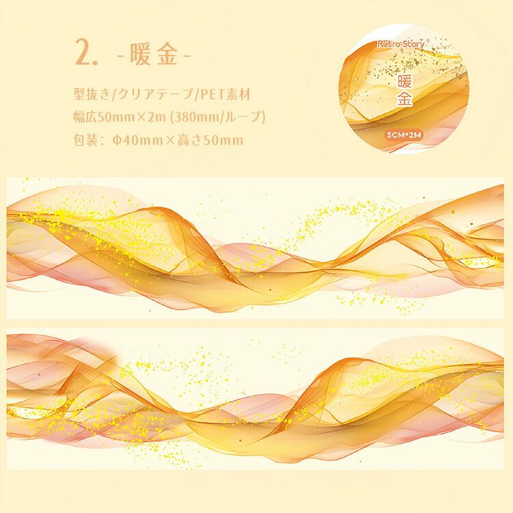金箔押し ラメ 水 波浪 背景 マスキングテープ 耐水 幅広50mm