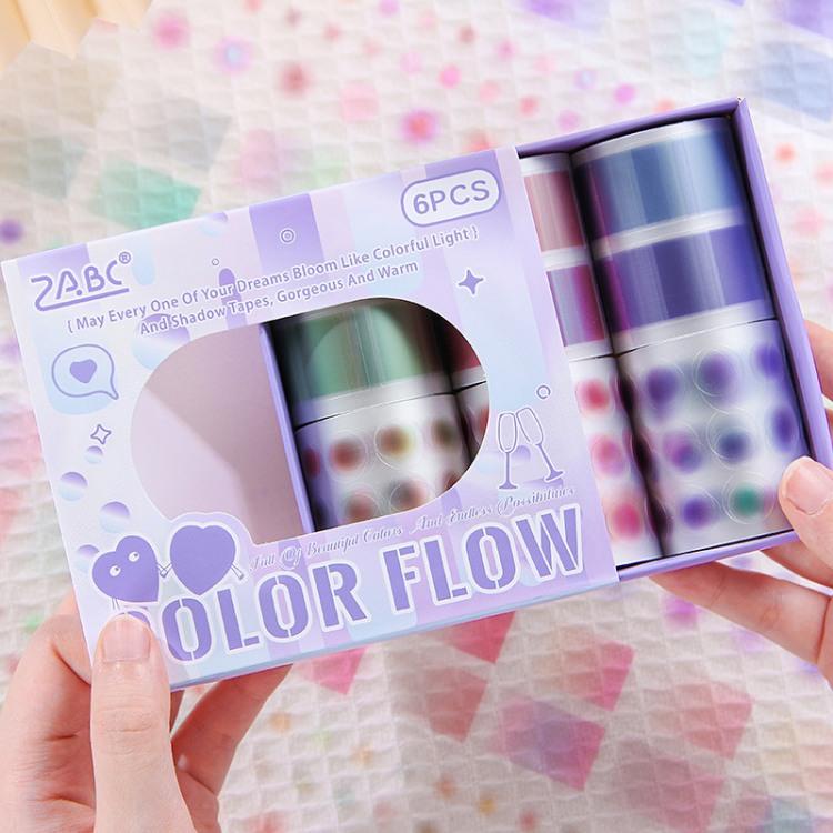 型抜き 柄違い6ロール 買い得セット ダイカット テープ 半透明 耐水