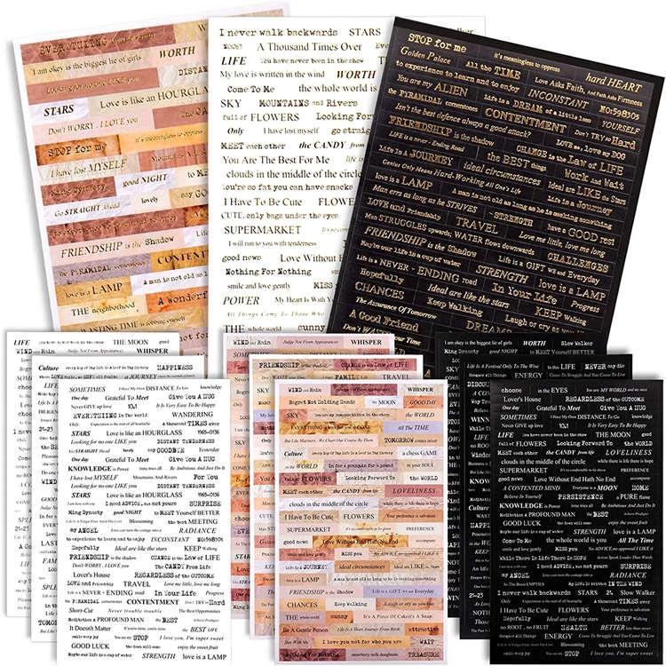 即日出荷 大容量 金箔押し 英字 ステッカー 英語 シール ◇約370ピース