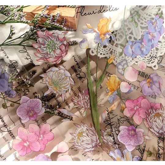 海外ステッカー クリア PET素材 ドライフラワー ジャンクジャーナル