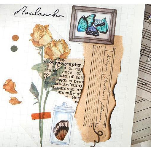 海外ステッカー クリア PET素材 ドライフラワー ジャンクジャーナル