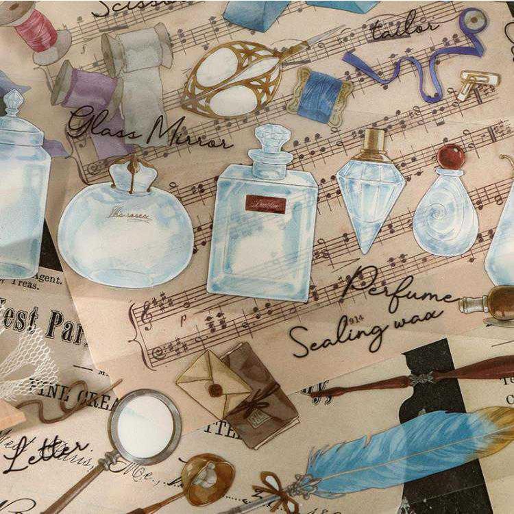 海外ステッカー クリア PET素材 ドライフラワー ジャンクジャーナル