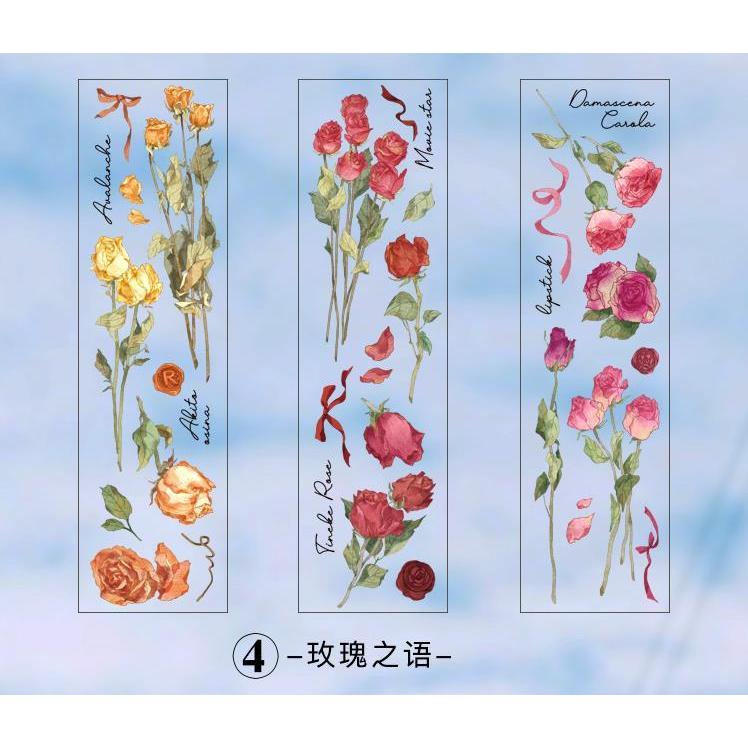 海外ステッカー クリア PET素材 ドライフラワー ジャンクジャーナル