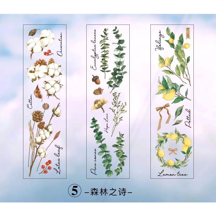 海外ステッカー クリア PET素材 ドライフラワー ジャンクジャーナル