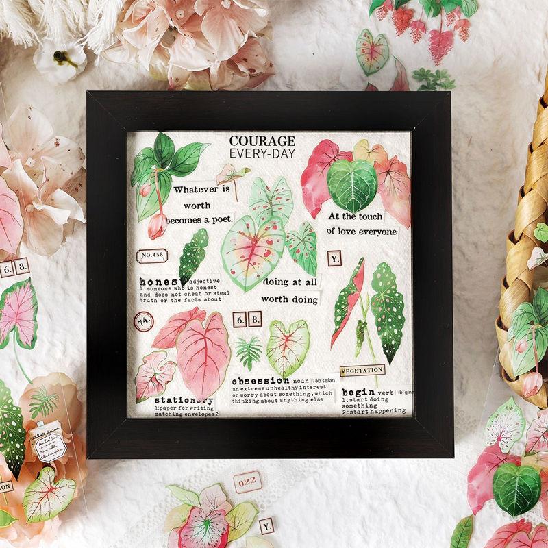 コラージュ シール 観葉植物 多肉植物 素材 PET 耐水 ステッカー