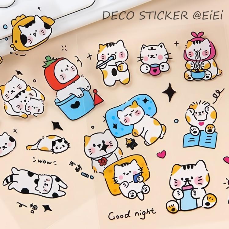 クリアシール 猫 ねこ ネコちゃん 愛猫家 動物 イラスト シール PET