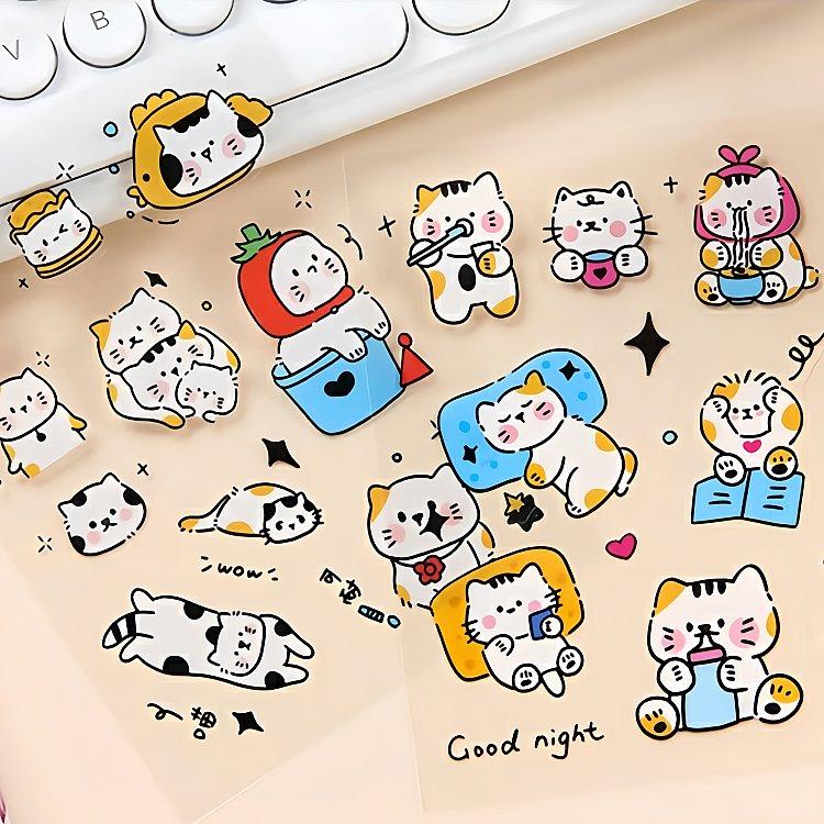 クリアシール 猫 ねこ ネコちゃん 愛猫家 動物 イラスト シール PET