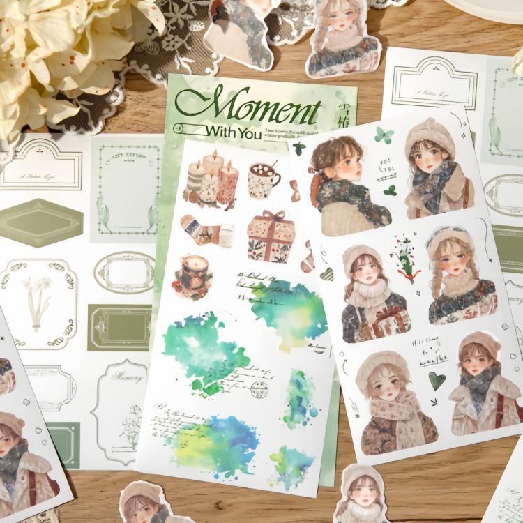 型抜き 6シート 人物 少女 女の子 便箋 ぼやし 生活雑貨 手描き風