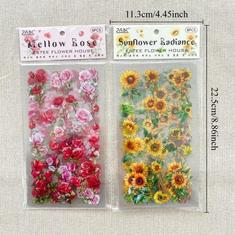 型抜き 柄違い6シート ダイカット シールシート 紫陽花 アジサイ 薔薇