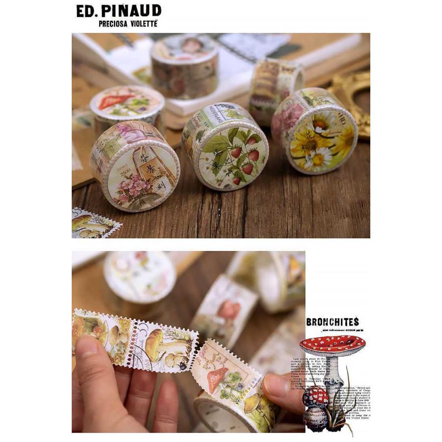 即納 マスキングテープ 海外 コラージュ 素材 レトロ 切手 花 植物 蝶