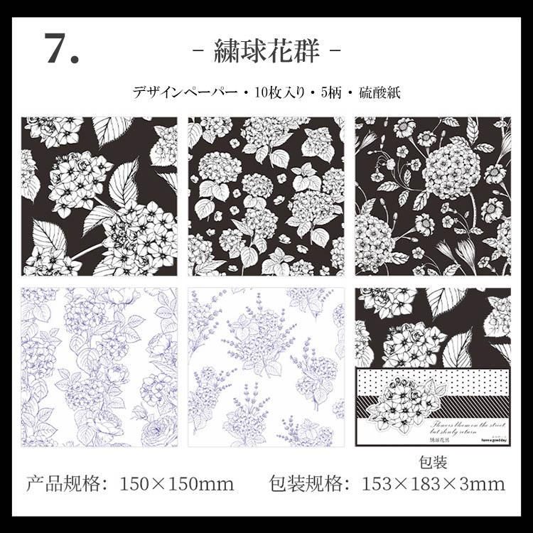 半透明 硫酸紙ペーパー 背景紙 素材紙 大きめ 150×150mm デザイン