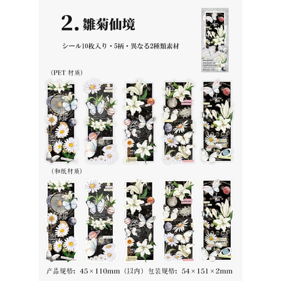 シール 大きめ 華やか 縦長 異素材 クリアシール マステシール 耐水