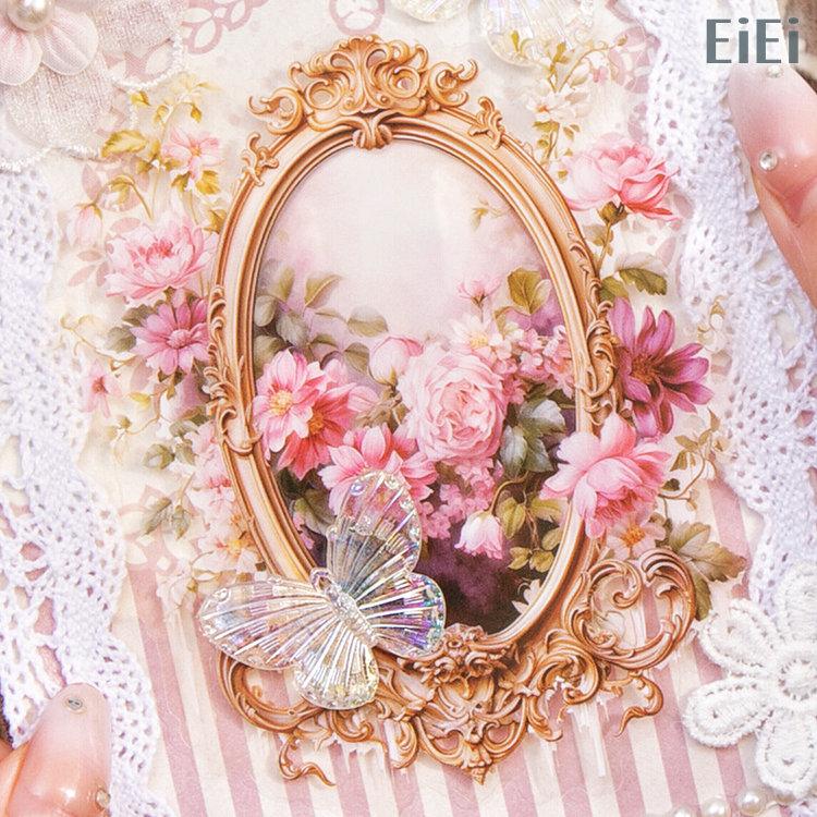 クリアシール 額縁 花柄 魔法 ミラー フレーム イラスト 透明 シール