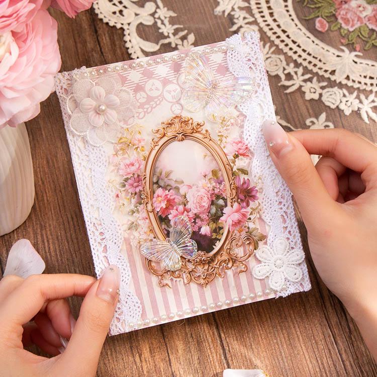 クリアシール 額縁 花柄 魔法 ミラー フレーム イラスト 透明 シール