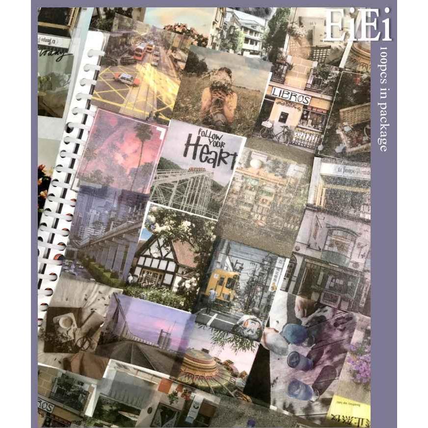 100枚 海外シール マスキングテープ素材◇色別6種◇和紙 半透明