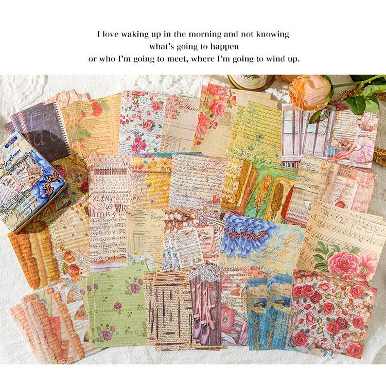 デザインペーパー 100枚 箱入 大容量 コラージュ 素材 背景紙 素材紙