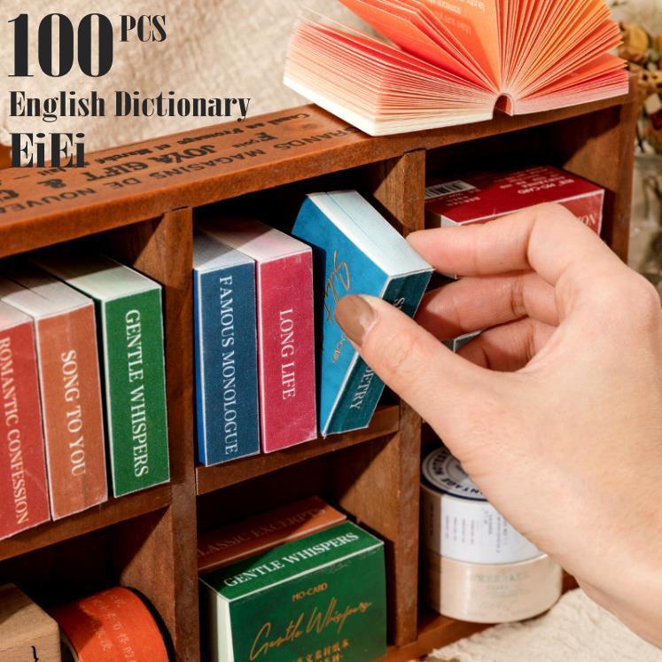100枚100柄 英語 ミニ素材紙ブック ミニ英辞典ブック 海外 紙もの 紙