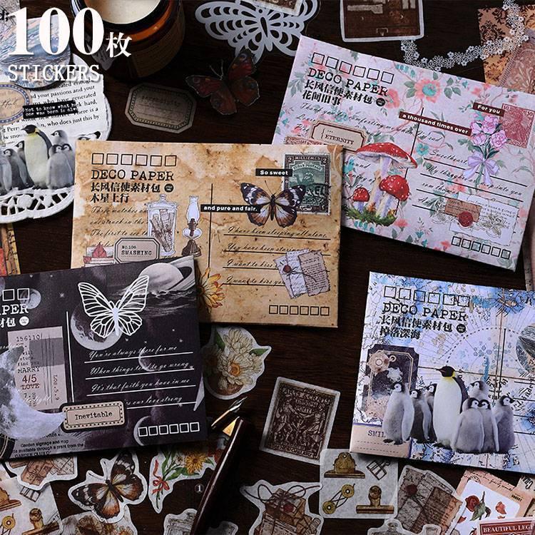 即日出荷 100枚入 詰め合わせセット マステ シール 透明シール レース