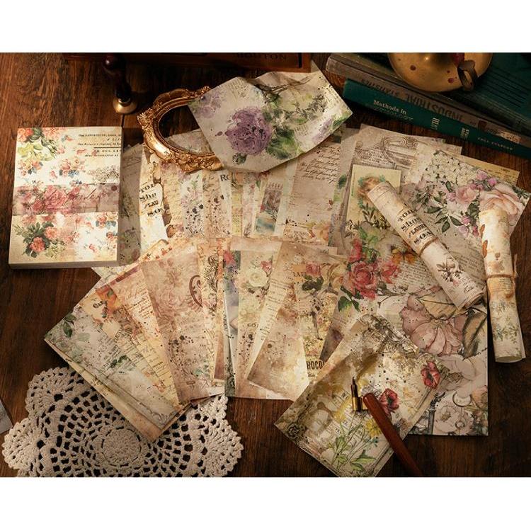 大容量 ヴィンテージ ペーパー 100枚50柄 14〜21番 素材紙 ブック 背景