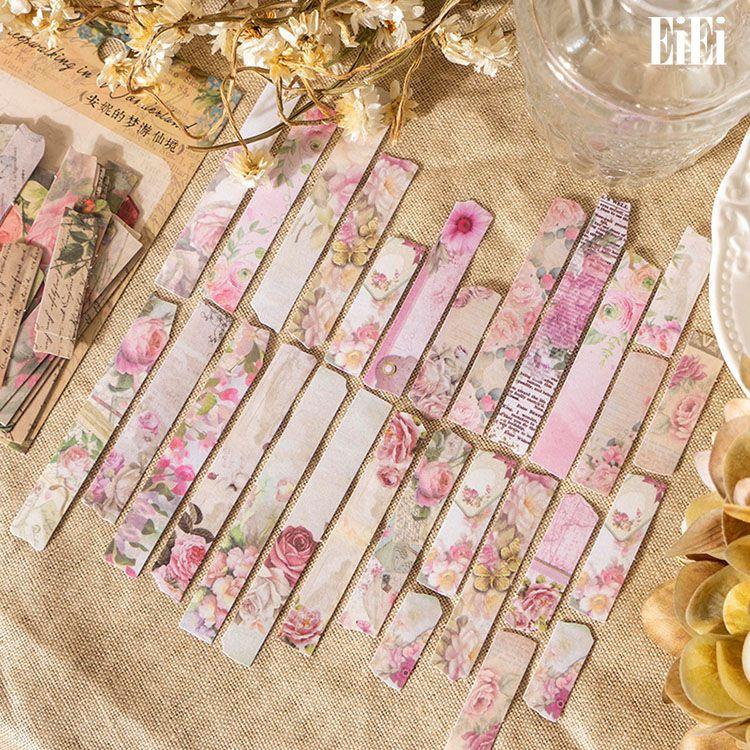 海外シール 100枚25柄 レトロ柄 海外フレークシール コラージュ 素材