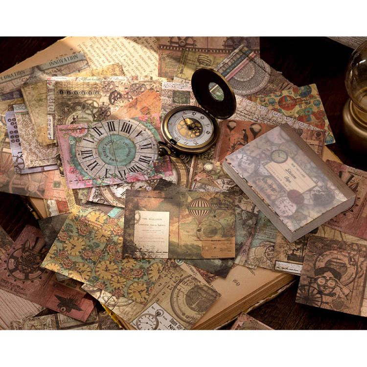 デザインペーパーブック 100枚 大容量 ヴィンテージ ペーパー 素材紙